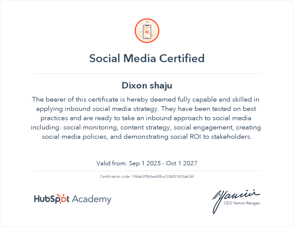 hubspot certificate