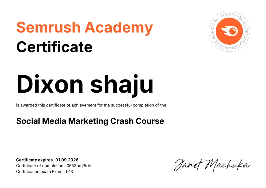 semrush certificate